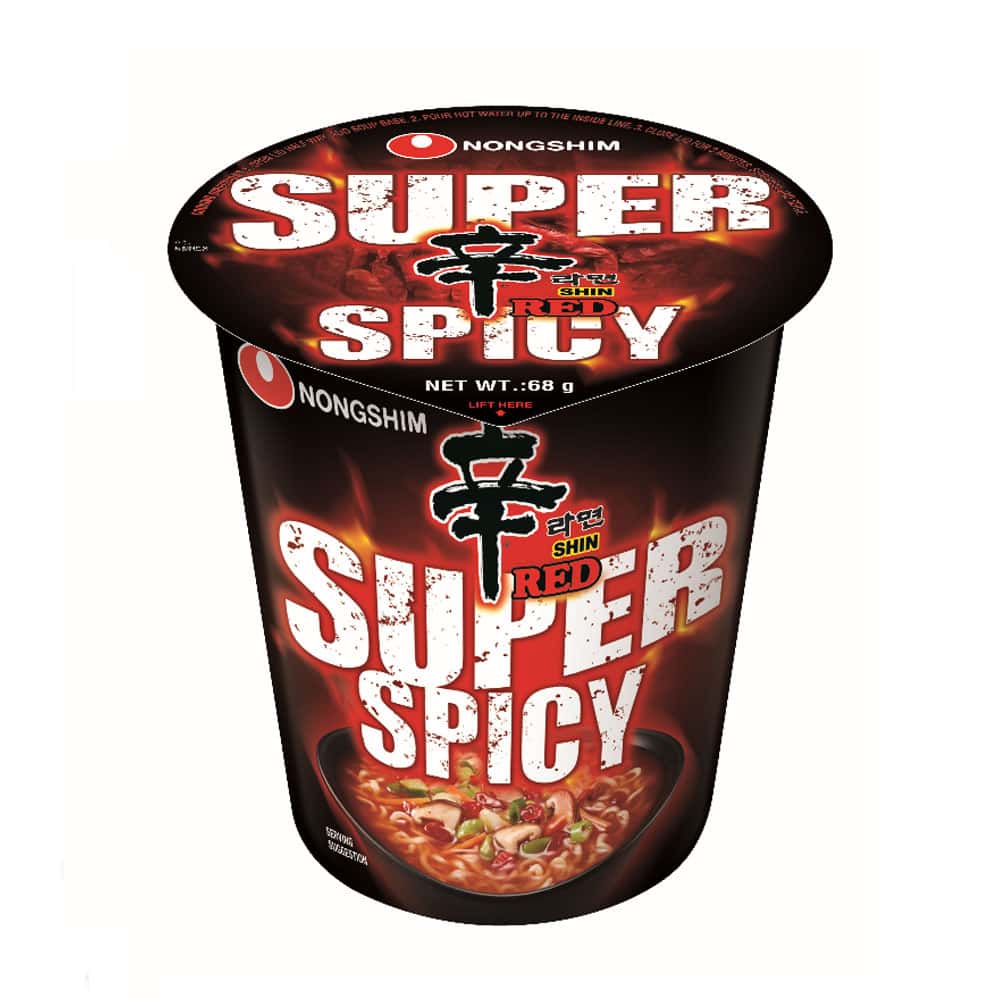 Nongshim Shin Red extrém csípős ramen pohárban 68g