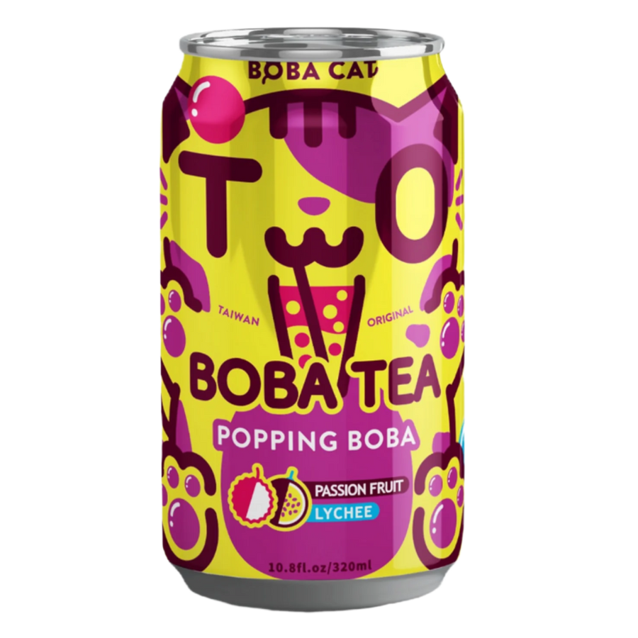 Boba Cat Maracujás és Licsis Bubble Tea Roppanó Golyókkal 320ml