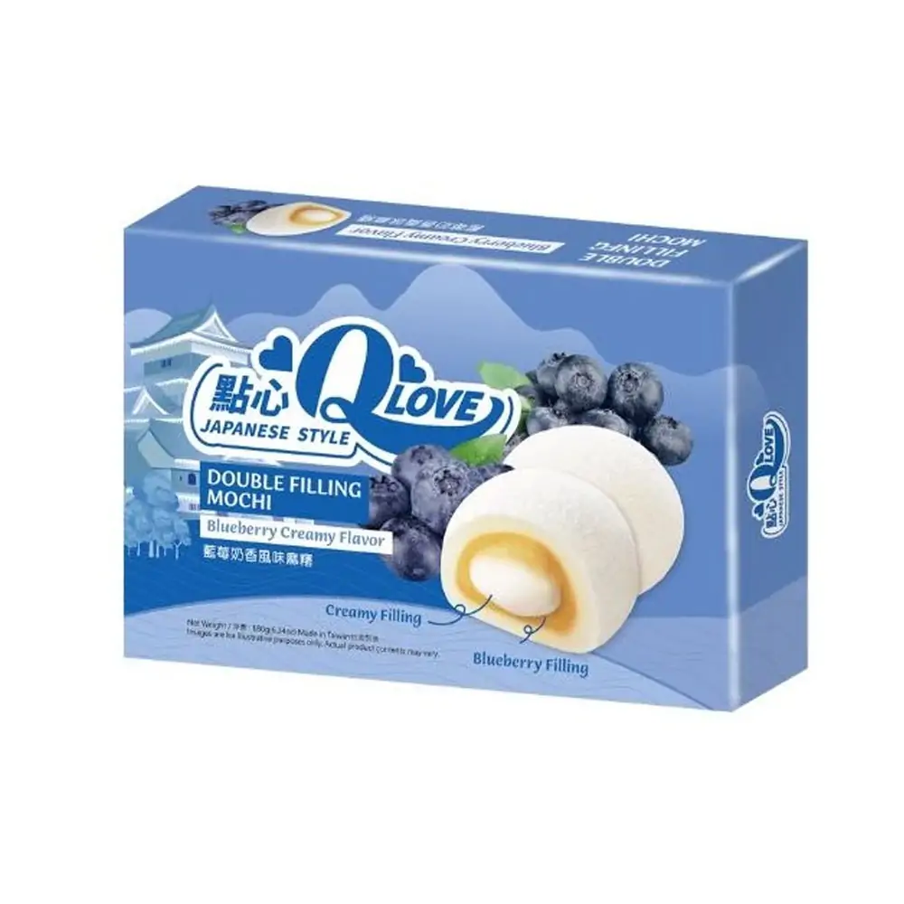 QLove Dupla Töltelékes Krémes Áfonyás Mochi