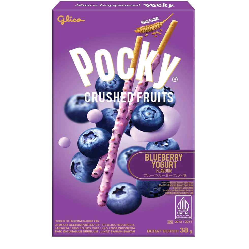 Glico Joghurtos Áfonyás Pocky Gyümölcsdarabokkal 38g