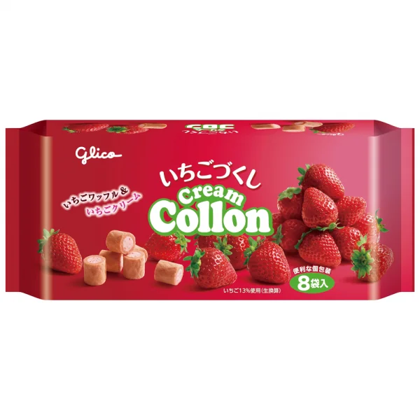 Glico Cream Collon Eperkrémes Kekszek (8 Csomag) 108g