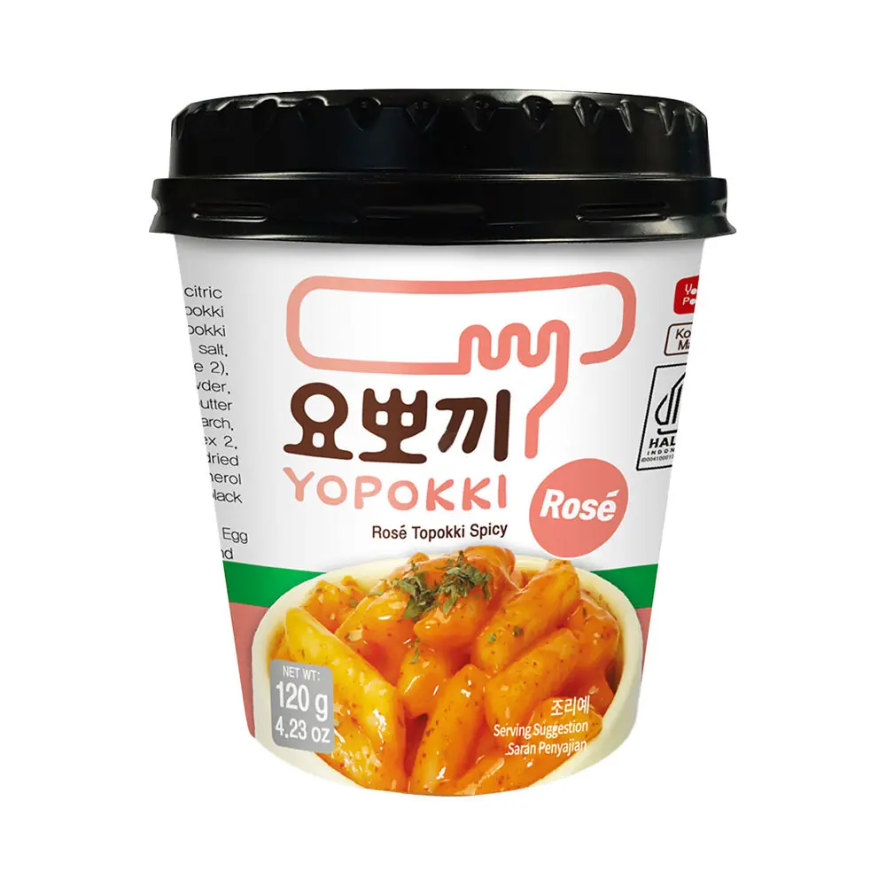 Yopokki Halal Csípős Rosé Topokki Pohárban 120g