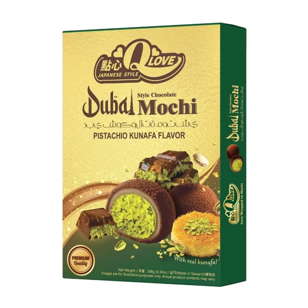 QLove Dubai Csokoládés–Pisztáciás Kunafa Deluxe Mochi 168g