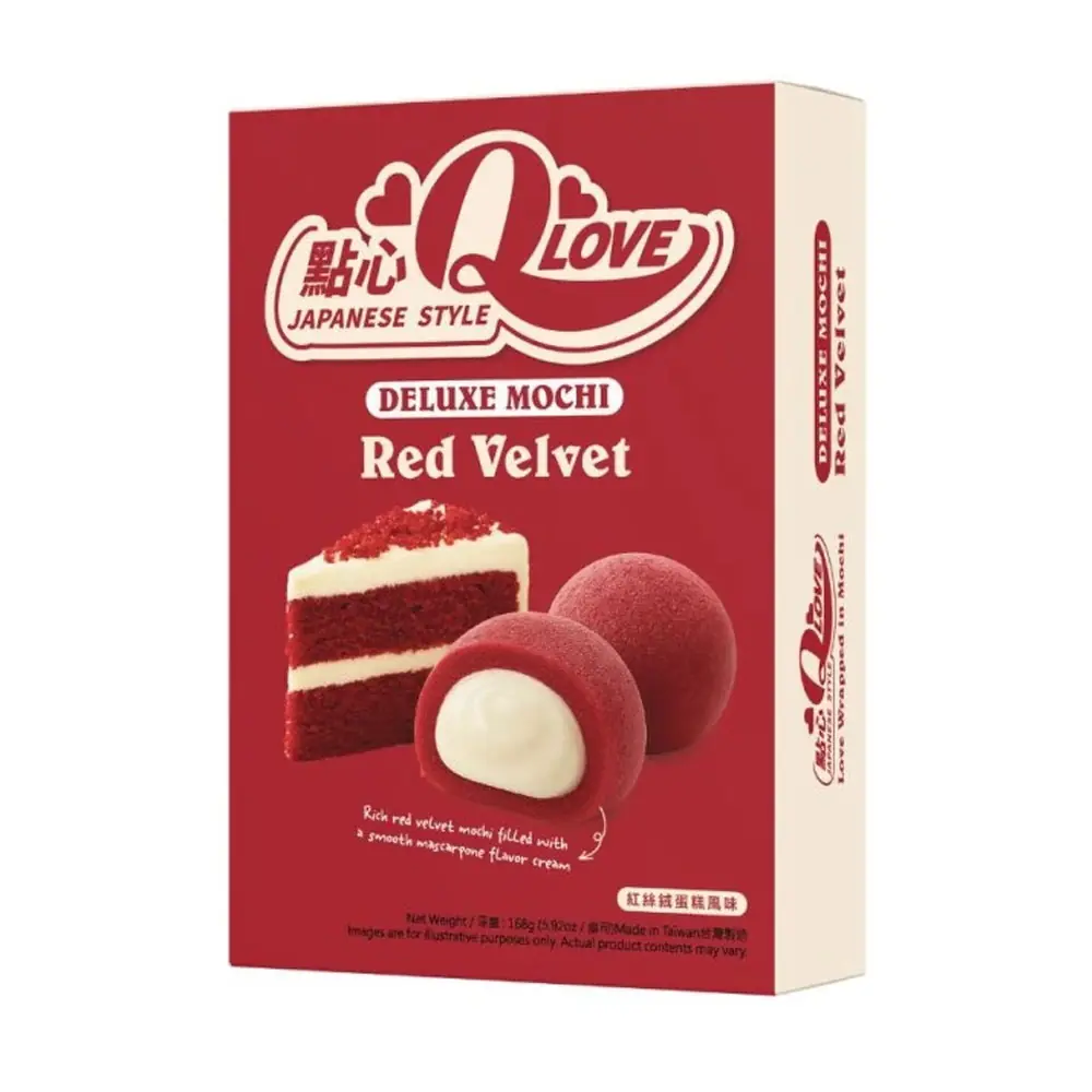 QLove Vörösbársony-torta ízű Deluxe Mochi 168g