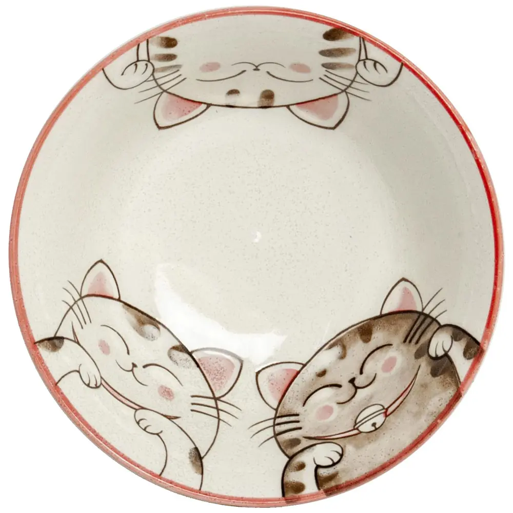 Három cica mintás prémium japán porcelán tál
