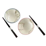 Három cica mintás prémium japán porcelán étkészlet