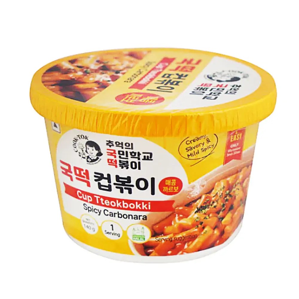 Cook-Tok Csípős Tteokbokki Carbonara Tészta Tálban 140g