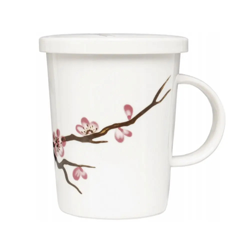 Sakura mintás prémium porcelán bögre szűrővel